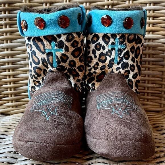 BLAZIN ROXX Embellished Cowboy Boot Slippers - Picture 2 of 11